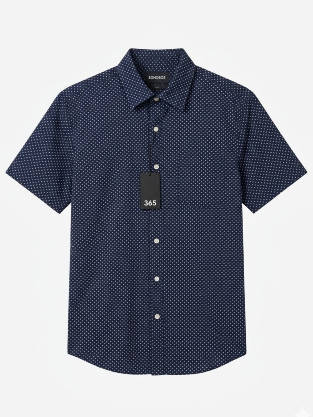 Bonobos Navy Short-Sleeve Button-Up Slim Fit with White Dot Print